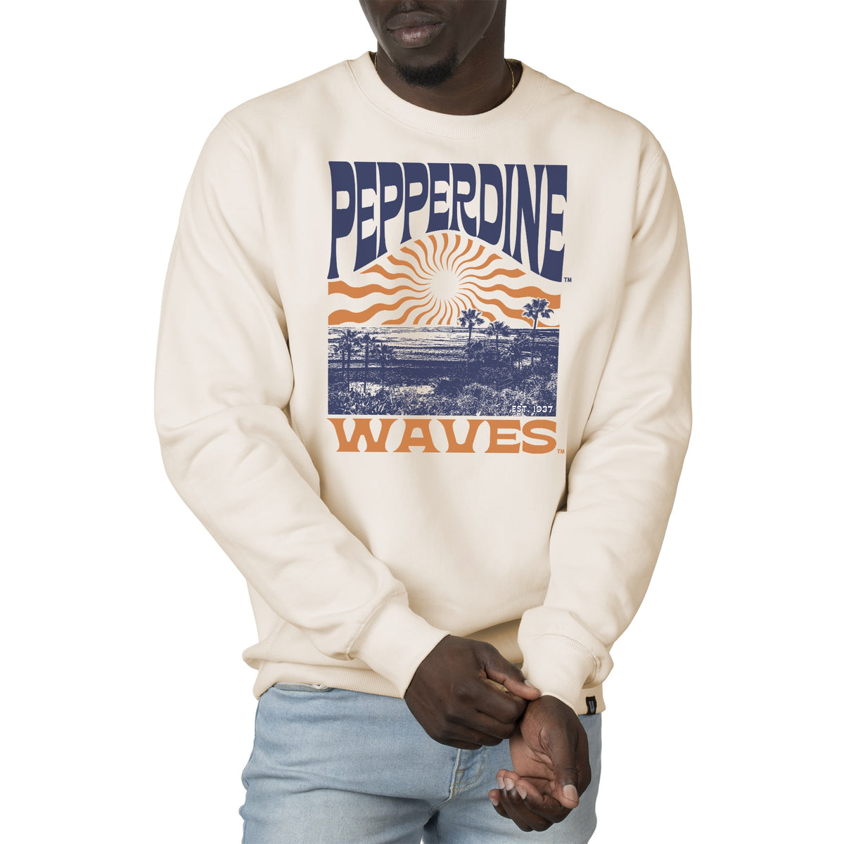 USCAPE Pepperdine University Sunburst Heavyweight Crewneck, Bone
