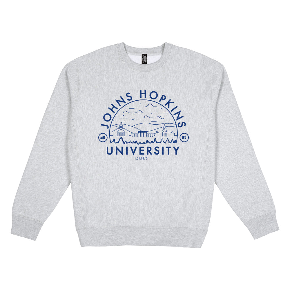 USCAPE Johns Hopkins University Voyager Heavyweight Crewneck, Grey Hea ...