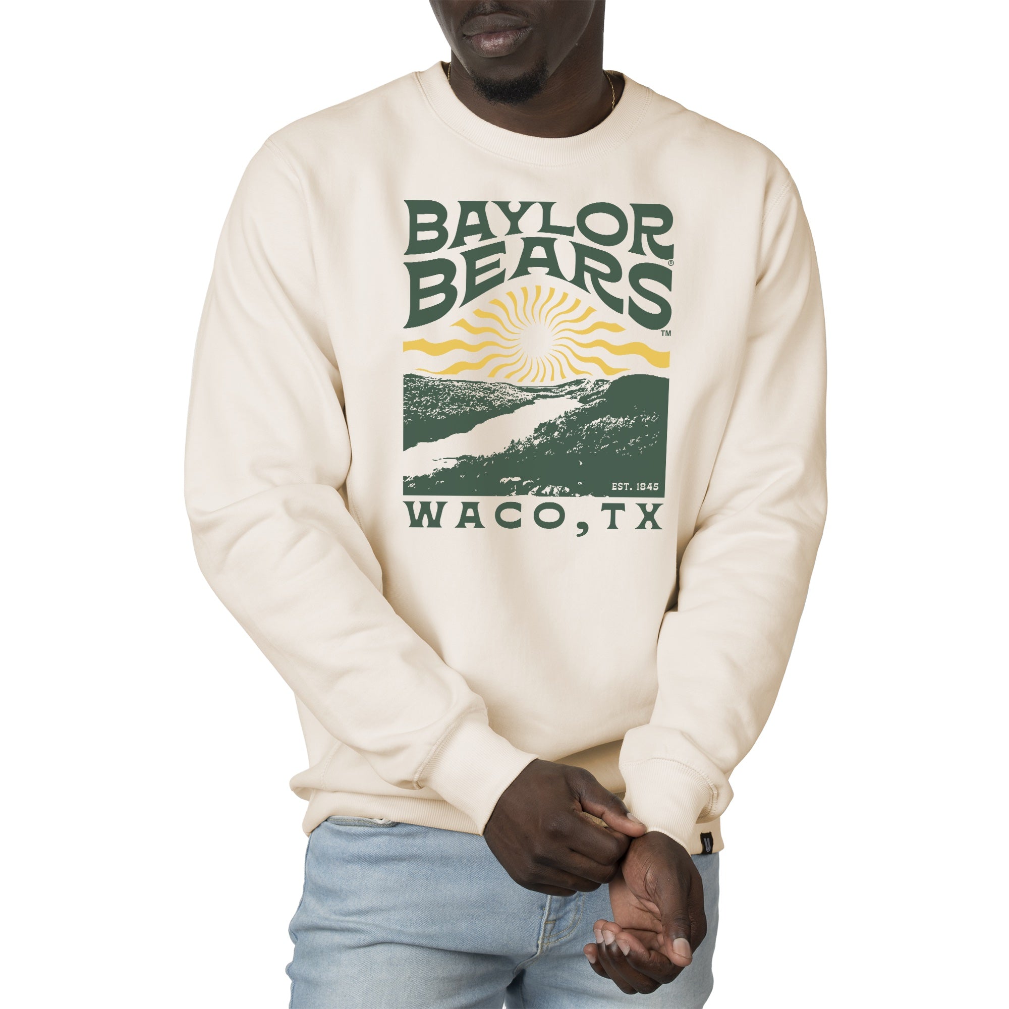 USCAPE Baylor University Sunburst Heavyweight Crewneck, Bone