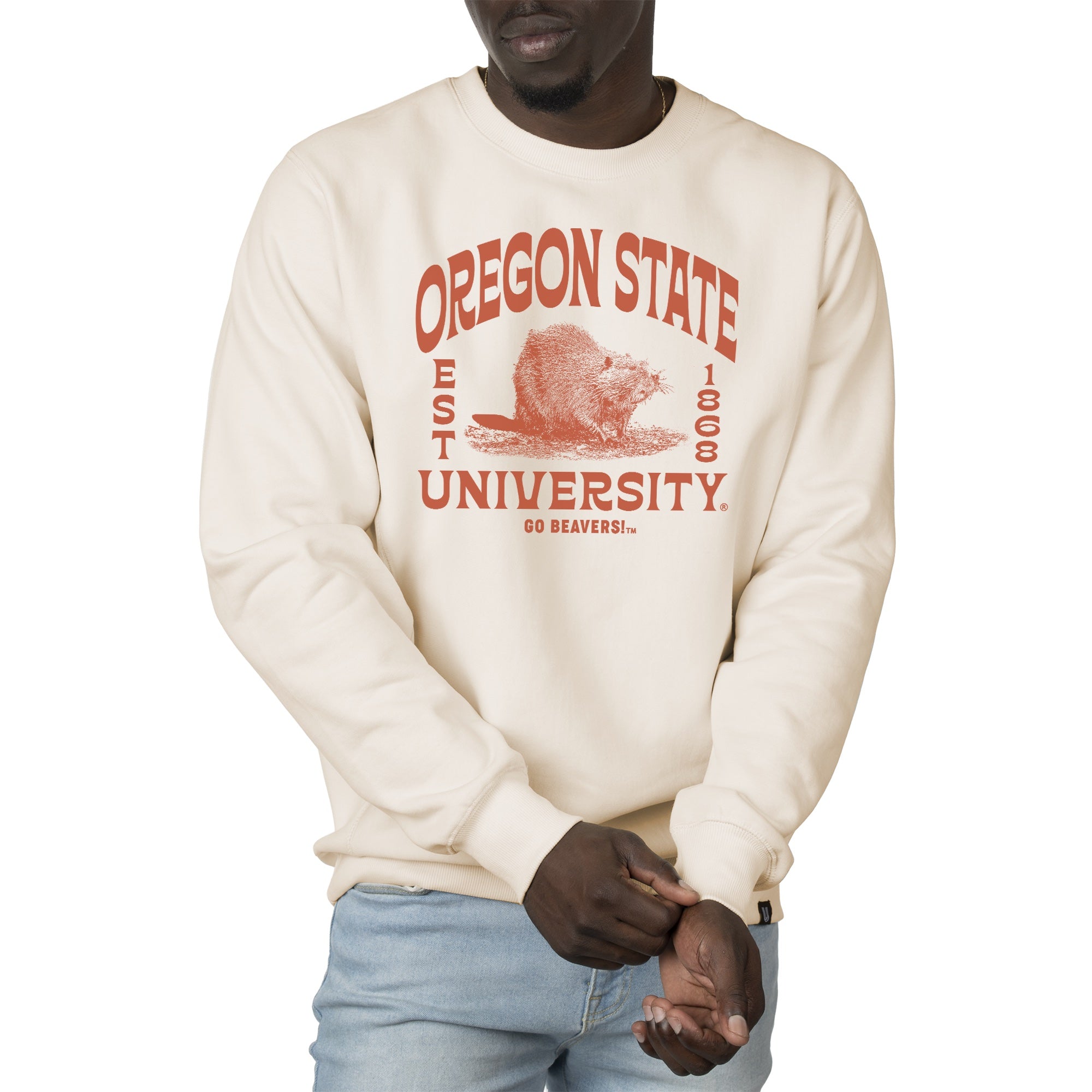oregon state gear USCAPE Oregon State University Wilder Heavyweight Crewneck, Bone XS