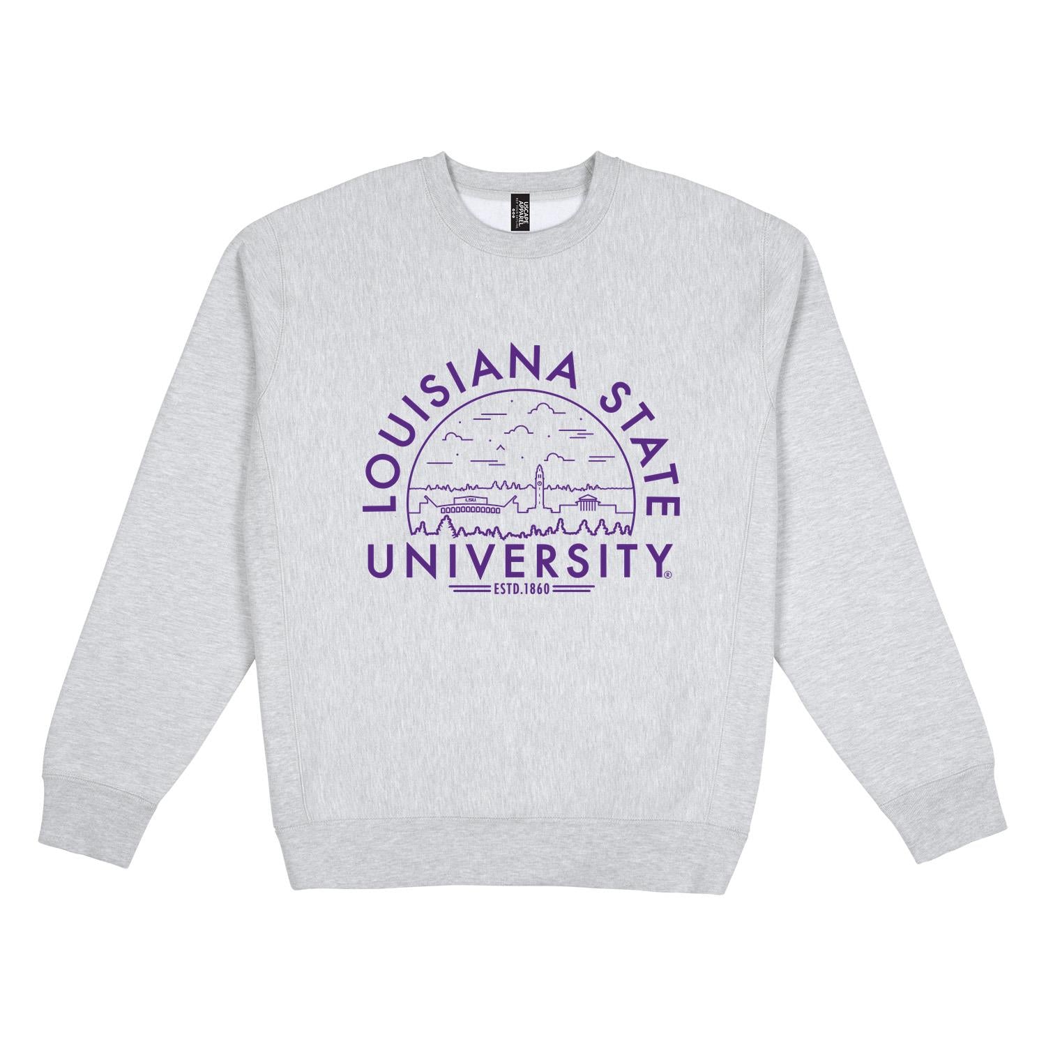 USCAPE LSU Voyager Heavyweight Crewneck, Grey Heather
