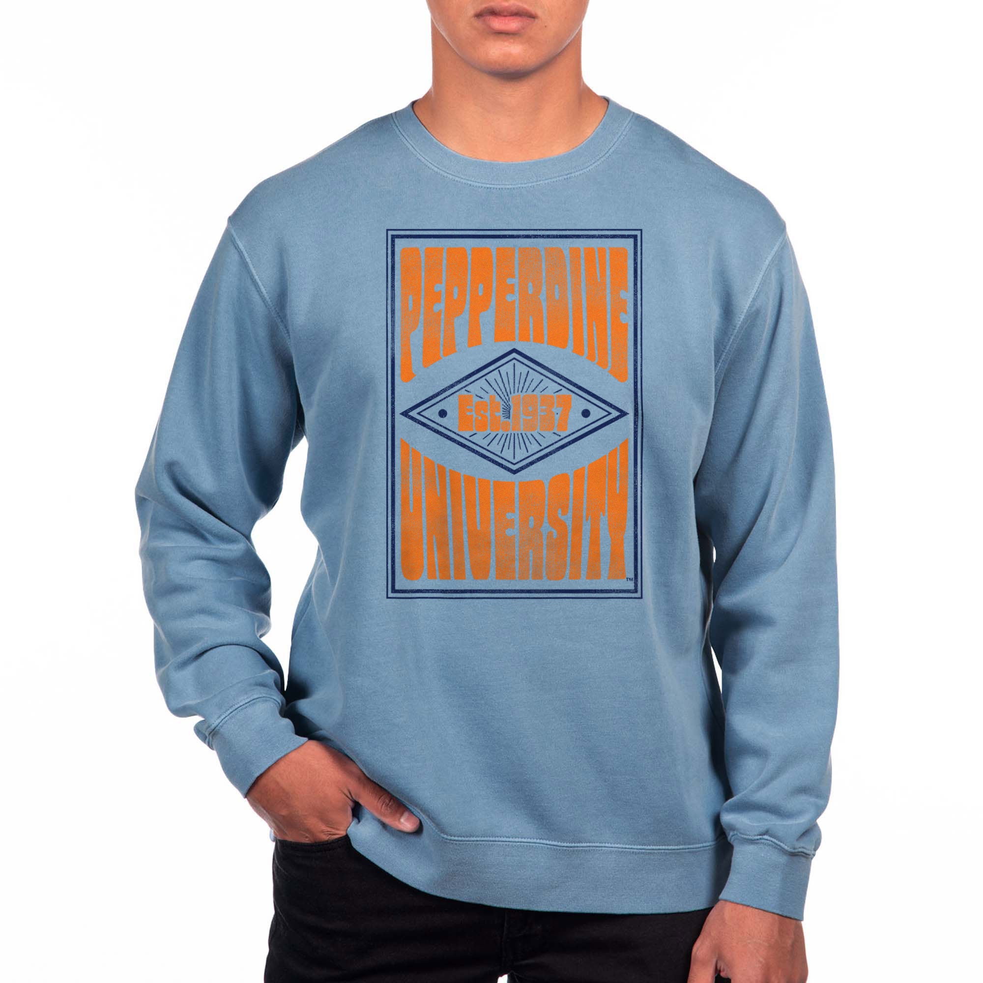 USCAPE Pepperdine University Poster Fleece Crewneck, Slate Blue