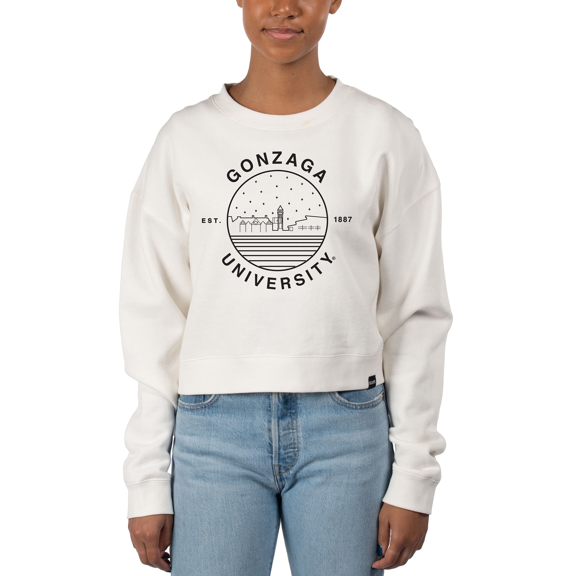 USCAPE Gonzaga University Starry Scape Crop Crewneck Ivory Uscape Apparel