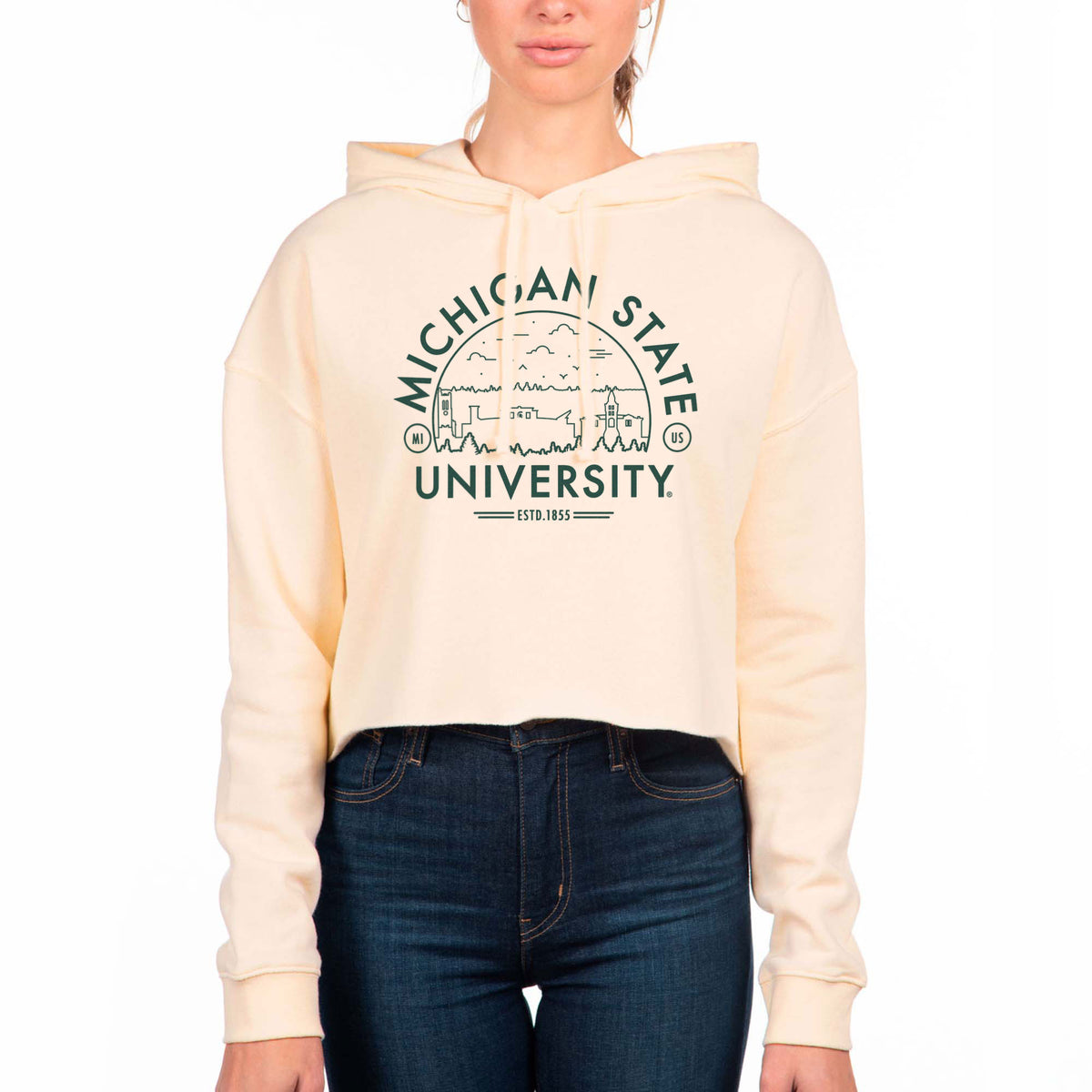 USCAPE Michigan State University Voyager Crop Hoodie, Bone – Uscape Apparel