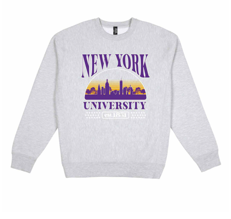 USCAPE New York University Stars Heavyweight Crewneck, Grey Heather ...